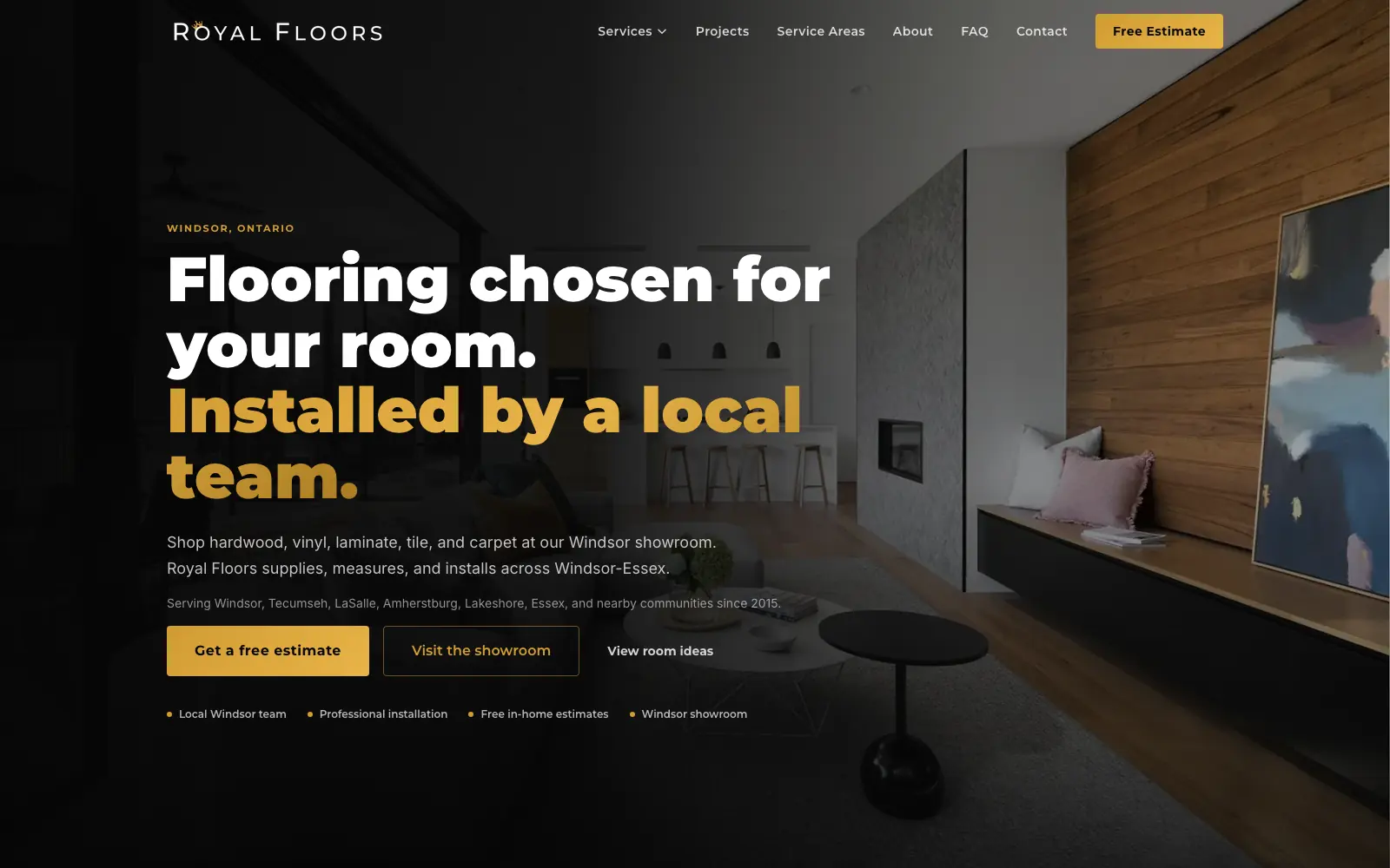 Royal Floors showroom and installation website homepage