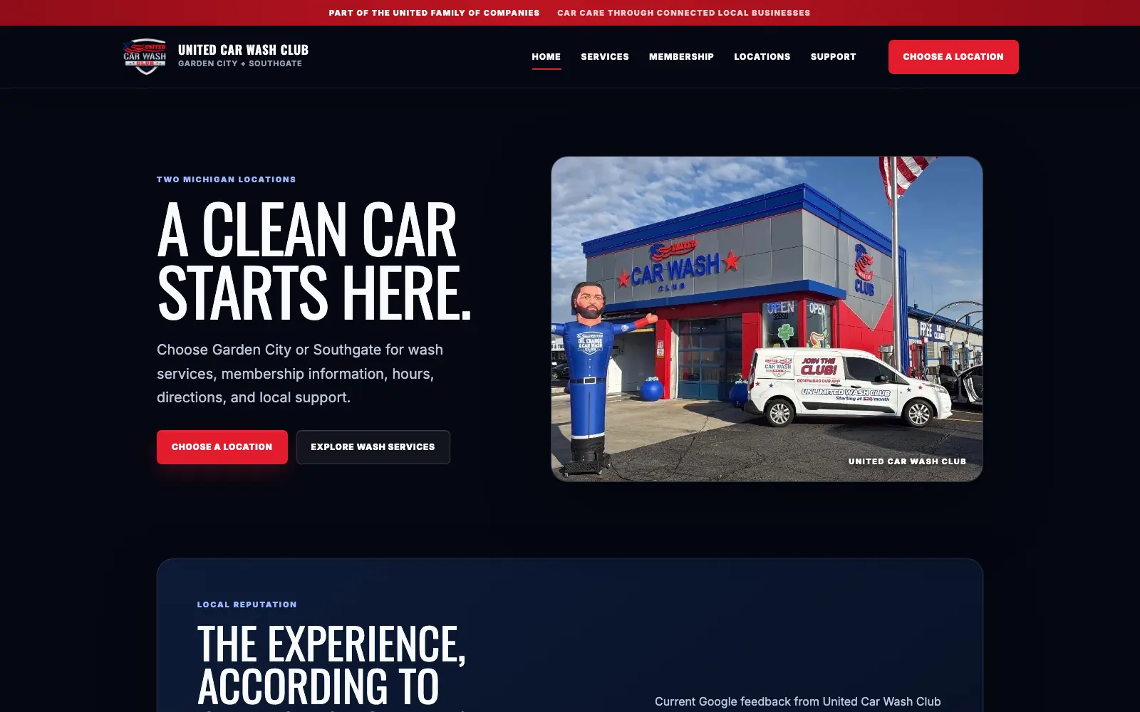 United Car Wash Club website homepage